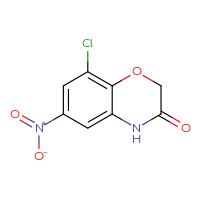 Chemical structure of 8-chloro-6-nitro-3,4-dihydro-2H-1,4-benzoxazin-3-one - CSSB00160488901