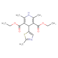 Chemical structure of 3,5-diethyl 2,6-dimethyl-4-(2-methyl-1,3-thiazol-5-yl)-1,4-dihydropyridine-3,5-dicarboxylate - CSSB20539823457
