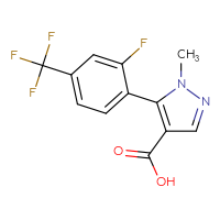 Chemical structure of 5-[2-fluoro-4-(trifluoromethyl)phenyl]-1-methyl-1H-pyrazole-4-carboxylic acid - CSSB00103098014