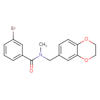 Chemical structure of 3-bromo-N-[(2,3-dihydro-1,4-benzodioxin-6-yl)methyl]-N-methylbenzamide - CSSB00026314877