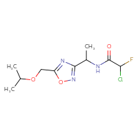 Chemical structure of 2-chloro-2-fluoro-N-(1-{5-[(propan-2-yloxy)methyl]-1,2,4-oxadiazol-3-yl}ethyl)acetamide - CSSB21332109298