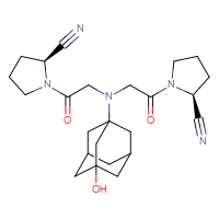 Chemical structure of (2S)-1-[2-({2-[(2S)-2-cyanopyrrolidin-1-yl]-2-oxoethyl}(3-hydroxyadamantan-1-yl)amino)acetyl]pyrrolidine-2-carbonitrile - CSSB06256048449