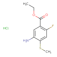 Chemical structure of ethyl 5-amino-2-fluoro-4-(methylsulfanyl)benzoate hydrochloride - CSSB20963517330