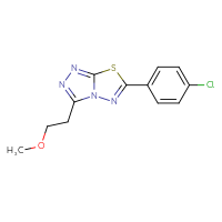 Chemical structure of 6-(4-chlorophenyl)-3-(2-methoxyethyl)-[1,2,4]triazolo[3,4-b][1,3,4]thiadiazole - CSSB00121636978