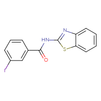 Chemical structure of N-(1,3-benzothiazol-2-yl)-3-iodobenzamide - CSSB00028004929