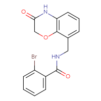 Chemical structure of 2-bromo-N-[(3-oxo-3,4-dihydro-2H-1,4-benzoxazin-8-yl)methyl]benzamide - CSSB07088905516