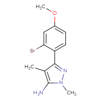Chemical structure of 3-(2-bromo-4-methoxyphenyl)-1,4-dimethyl-1H-pyrazol-5-amine - CSSB00020652277