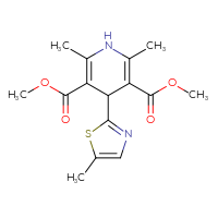 Chemical structure of 3,5-dimethyl 2,6-dimethyl-4-(5-methyl-1,3-thiazol-2-yl)-1,4-dihydropyridine-3,5-dicarboxylate - CSSB14948315660