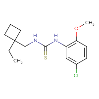 Chemical structure of 1-(5-chloro-2-methoxyphenyl)-3-[(1-ethylcyclobutyl)methyl]thiourea - CSSB21432495885