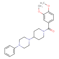 Chemical structure of 1-[1-(3,4-dimethoxybenzoyl)piperidin-4-yl]-4-phenylpiperazine - CSSB00121601266