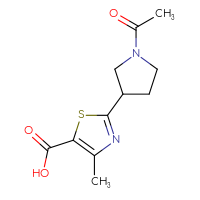 Chemical structure of 2-(1-acetylpyrrolidin-3-yl)-4-methyl-1,3-thiazole-5-carboxylic acid - CSSB03496555457