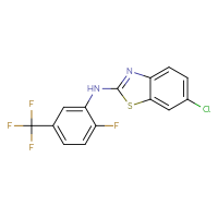 Chemical structure of 6-chloro-N-[2-fluoro-5-(trifluoromethyl)phenyl]-1,3-benzothiazol-2-amine - CSSB00020652162