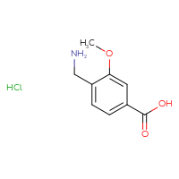 Chemical structure of 4-(aminomethyl)-3-methoxybenzoic acid hydrochloride - CSSB00134614350