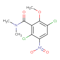 Chemical structure of 2,5-dichloro-6-methoxy-N,N-dimethyl-3-nitrobenzamide - CSSB07075012843