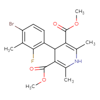 Chemical structure of 3,5-dimethyl 4-(4-bromo-2-fluoro-3-methylphenyl)-2,6-dimethyl-1,4-dihydropyridine-3,5-dicarboxylate - CSSB20539823234