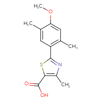 Chemical structure of 2-(4-methoxy-2,5-dimethylphenyl)-4-methyl-1,3-thiazole-5-carboxylic acid - CSSB00102087606