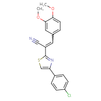 Chemical structure of 2-[4-(4-chlorophenyl)-1,3-thiazol-2-yl]-3-(3,4-dimethoxyphenyl)prop-2-enenitrile - CSSB00046142769