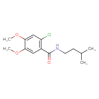 Chemical structure of 2-chloro-4,5-dimethoxy-N-(3-methylbutyl)benzamide - CSSB01385158376
