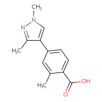 Chemical structure of 4-(1,3-dimethyl-1H-pyrazol-4-yl)-2-methylbenzoic acid - CSSB01586328125