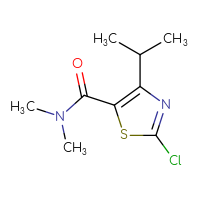 Chemical structure of 2-chloro-N,N-dimethyl-4-(propan-2-yl)-1,3-thiazole-5-carboxamide - CSSB14789574076