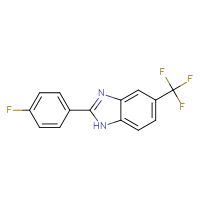 Chemical structure of 2-(4-fluorophenyl)-5-(trifluoromethyl)-1H-1,3-benzodiazole - CSSB00041777009