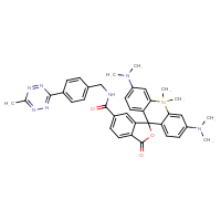 Chemical structure of 6',12'-bis(dimethylamino)-9',9'-dimethyl-N-{[4-(6-methyl-1,2,4,5-tetrazin-3-yl)phenyl]methyl}-3-oxo-3H-9'-silaspiro[2-benzofuran-1,2'-tricyclo[8.4.0.0³,⁸]tetradecane]-1'(14'),3',5',7',10',12'-hexaene-6-carboxamide - CSSB14929382460