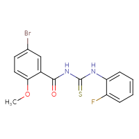 Chemical structure of 3-(5-bromo-2-methoxybenzoyl)-1-(2-fluorophenyl)thiourea - CSSB00121652689