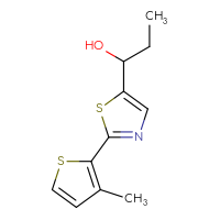 Chemical structure of 1-[2-(3-methylthiophen-2-yl)-1,3-thiazol-5-yl]propan-1-ol - CSSB21246425783