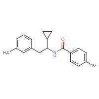 Chemical structure of 4-bromo-N-[1-cyclopropyl-2-(3-methylphenyl)ethyl]benzamide - CSSB15442367574