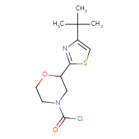 Chemical structure of 2-(4-tert-butyl-1,3-thiazol-2-yl)morpholine-4-carbonyl chloride - CSSB21224773768