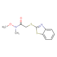 Chemical structure of 2-(1,3-benzothiazol-2-ylsulfanyl)-N-methoxy-N-methylacetamide - CSSB00000383354