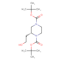 Chemical structure of 1,4-di-tert-butyl (2R)-2-(2-hydroxyethyl)piperazine-1,4-dicarboxylate - CSSB06405468136