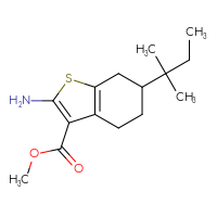 Chemical structure of methyl 2-amino-6-(2-methylbutan-2-yl)-4,5,6,7-tetrahydro-1-benzothiophene-3-carboxylate - CSSB00015197101