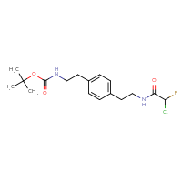 Chemical structure of tert-butyl N-(2-{4-[2-(2-chloro-2-fluoroacetamido)ethyl]phenyl}ethyl)carbamate - CSSB21332170012