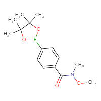 Chemical structure of N-methoxy-N-methyl-4-(4,4,5,5-tetramethyl-1,3,2-dioxaborolan-2-yl)benzamide - CSSB00000062462