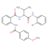 Chemical structure of N-[2-({1-[(2-bromophenyl)carbamoyl]-2-methylpropyl}carbamoyl)phenyl]-4-methoxybenzamide - CSSB00102626146