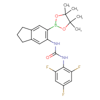 Chemical structure of 3-[6-(4,4,5,5-tetramethyl-1,3,2-dioxaborolan-2-yl)-2,3-dihydro-1H-inden-5-yl]-1-(2,4,6-trifluorophenyl)urea - CSSB21332135443