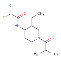 Chemical structure of 2-chloro-N-[3-ethyl-1-(2-methylpropanoyl)piperidin-4-yl]-2-fluoroacetamide - CSSB21332050785