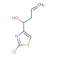 Chemical structure of 1-(2-chloro-1,3-thiazol-4-yl)but-3-en-1-ol - CSSB21246440257