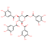 Chemical structure of [(2R,3R,4S,5R,6S)-3-hydroxy-4,5,6-tris(3,4,5-trihydroxybenzoyloxy)oxan-2-yl]methyl 3,4,5-trihydroxybenzoate - CSSB00159262964