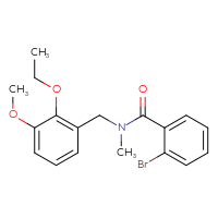 Chemical structure of 2-bromo-N-[(2-ethoxy-3-methoxyphenyl)methyl]-N-methylbenzamide - CSSB09971394131
