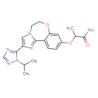 Chemical structure of 2-({4-[1-(propan-2-yl)-1H-1,2,4-triazol-5-yl]-9-oxa-3,6-diazatricyclo[8.4.0.0²,⁶]tetradeca-1(14),2,4,10,12-pentaen-12-yl}oxy)propanamide - CSSB00159265363