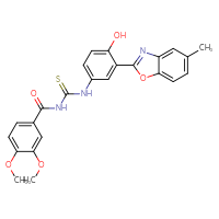 Chemical structure of 3-(3,4-dimethoxybenzoyl)-1-[4-hydroxy-3-(5-methyl-1,3-benzoxazol-2-yl)phenyl]thiourea - CSSB00132435955