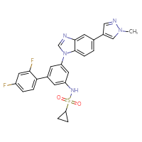 Chemical structure of N-{2',4'-difluoro-5-[5-(1-methyl-1H-pyrazol-4-yl)-1H-1,3-benzodiazol-1-yl]-[1,1'-biphenyl]-3-yl}cyclopropanesulfonamide - CSSB00161188974