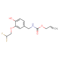 Chemical structure of prop-2-en-1-yl N-{[3-(2,2-difluoroethoxy)-4-hydroxyphenyl]methyl}carbamate - CSSB21043407109
