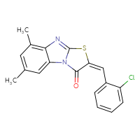Chemical structure of (4E)-4-[(2-chlorophenyl)methylidene]-9,11-dimethyl-5-thia-2,7-diazatricyclo[6.4.0.0²,⁶]dodeca-1(12),6,8,10-tetraen-3-one - CSSB00160266968