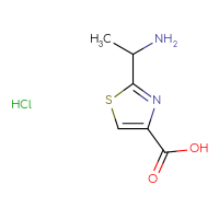 Chemical structure of 2-(1-aminoethyl)-1,3-thiazole-4-carboxylic acid hydrochloride - CSSB00020590354