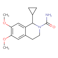 Chemical structure of 1-cyclopropyl-6,7-dimethoxy-1,2,3,4-tetrahydroisoquinoline-2-carboxamide - CSSB21432463884