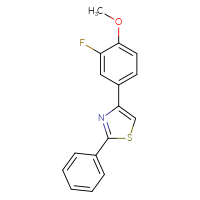 Chemical structure of 4-(3-fluoro-4-methoxyphenyl)-2-phenyl-1,3-thiazole - CSSB00026732731
