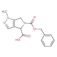 Chemical structure of 5-[(benzyloxy)carbonyl]-1-methyl-1H,4H,5H,6H-pyrrolo[3,4-c]pyrazole-4-carboxylic acid - CSSB02126361443